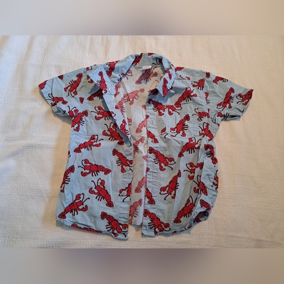 Gymboree Outlet boys size 4T button up shirt light blue with lobster VVGUC - Picture 1 of 3